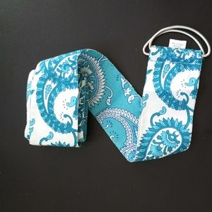 Blue and white paisley patterned belt